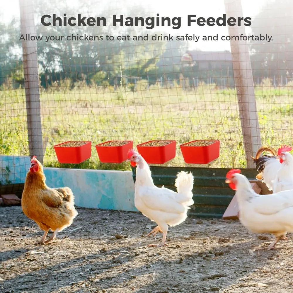 6/10PCS Chickens Feeder Hanging Plastic Chicken Coop Feeding Drinking Bowl Poultry Duck Goose Water Dispenser Chickens Supplies Qme