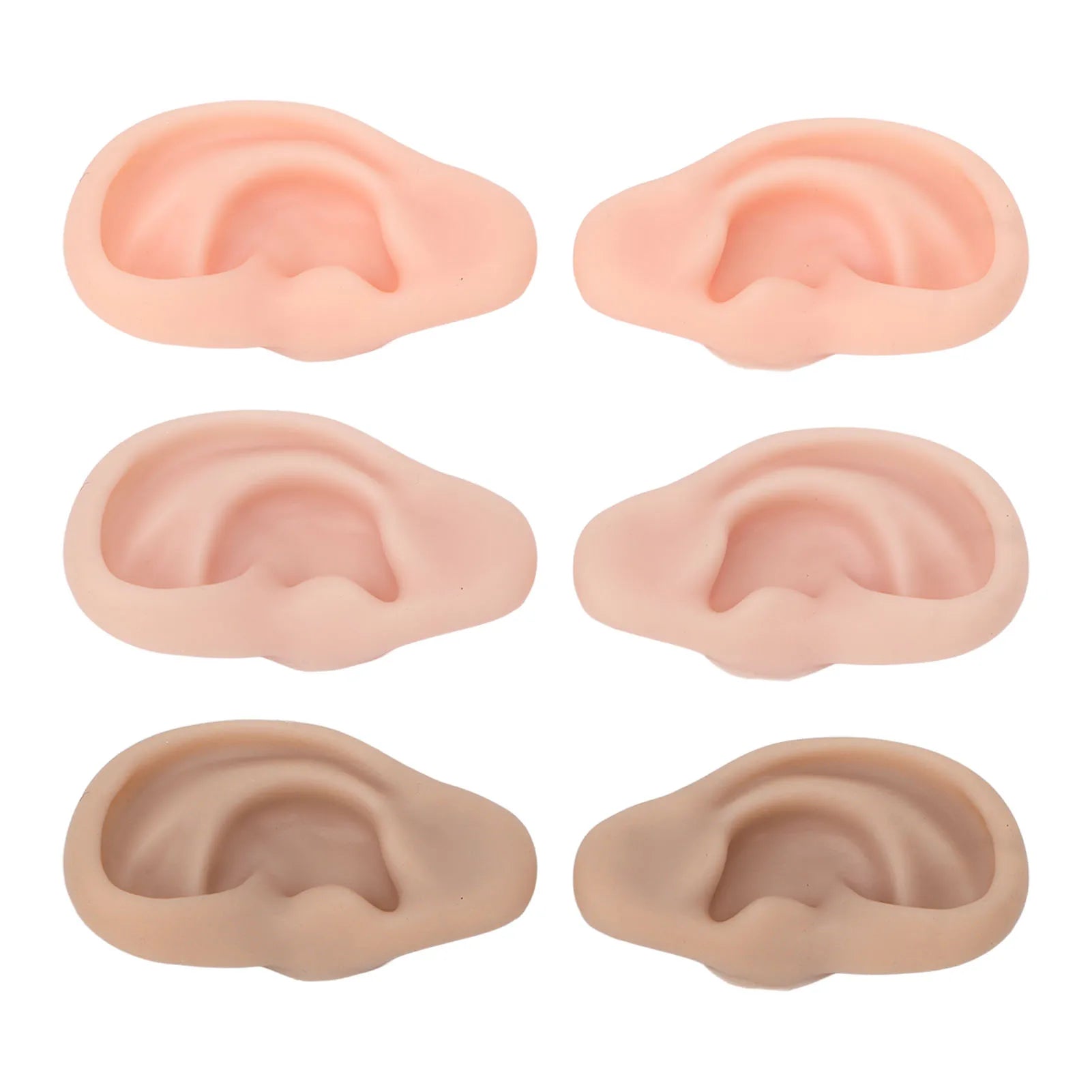 1 Pair Silicone Ear Model Soft Flexible Simulation Ear Model for Earrings Display Ear Piercing Exercise Soft Silicone Ear Model Qme