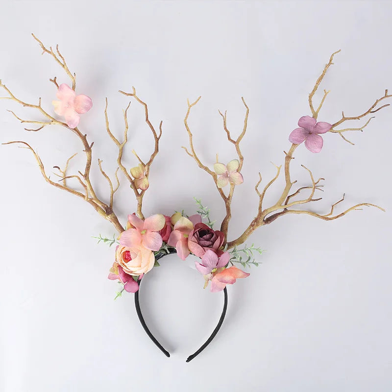 Handmade Enchanted Antler Headgear Cosplay Elf Elven Headpiece Magic Fairy Crown Elvish Forest Branch System Photography Prop Qme A