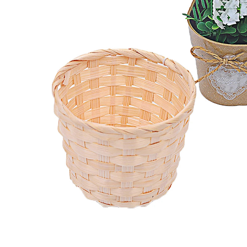 Bamboo Mini Desktop Storage Basket Rural Woven Baskets Fruit Qme