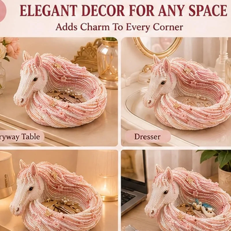 DIY Beaded Horse Mane Catchall Tray Organize Keys Remotes Decor Qme