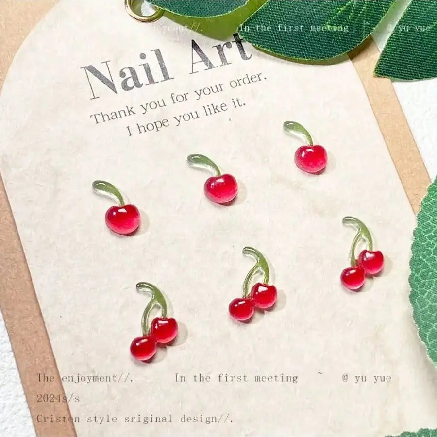 20 40 50 Sweet 3D Mini Cherry Nail Art Accessories DIY Resin Simple Qme 100pcs S