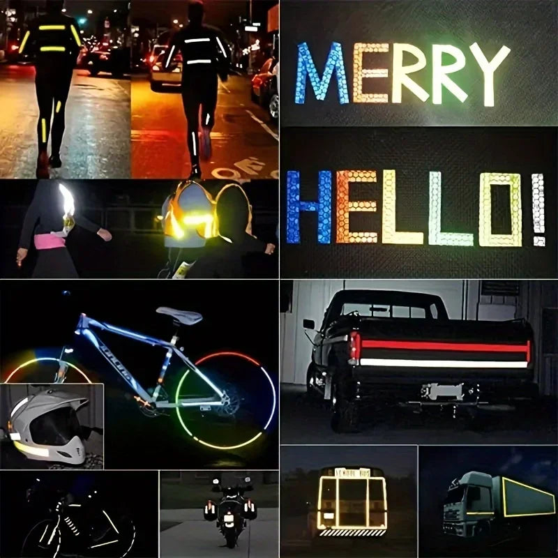 5m Reflective Tape PVC Bicycle Wheels Reflect Fluorescent Sticker Bike Reflective Sticker Strip Tape For Cycling Warning Safety Qme