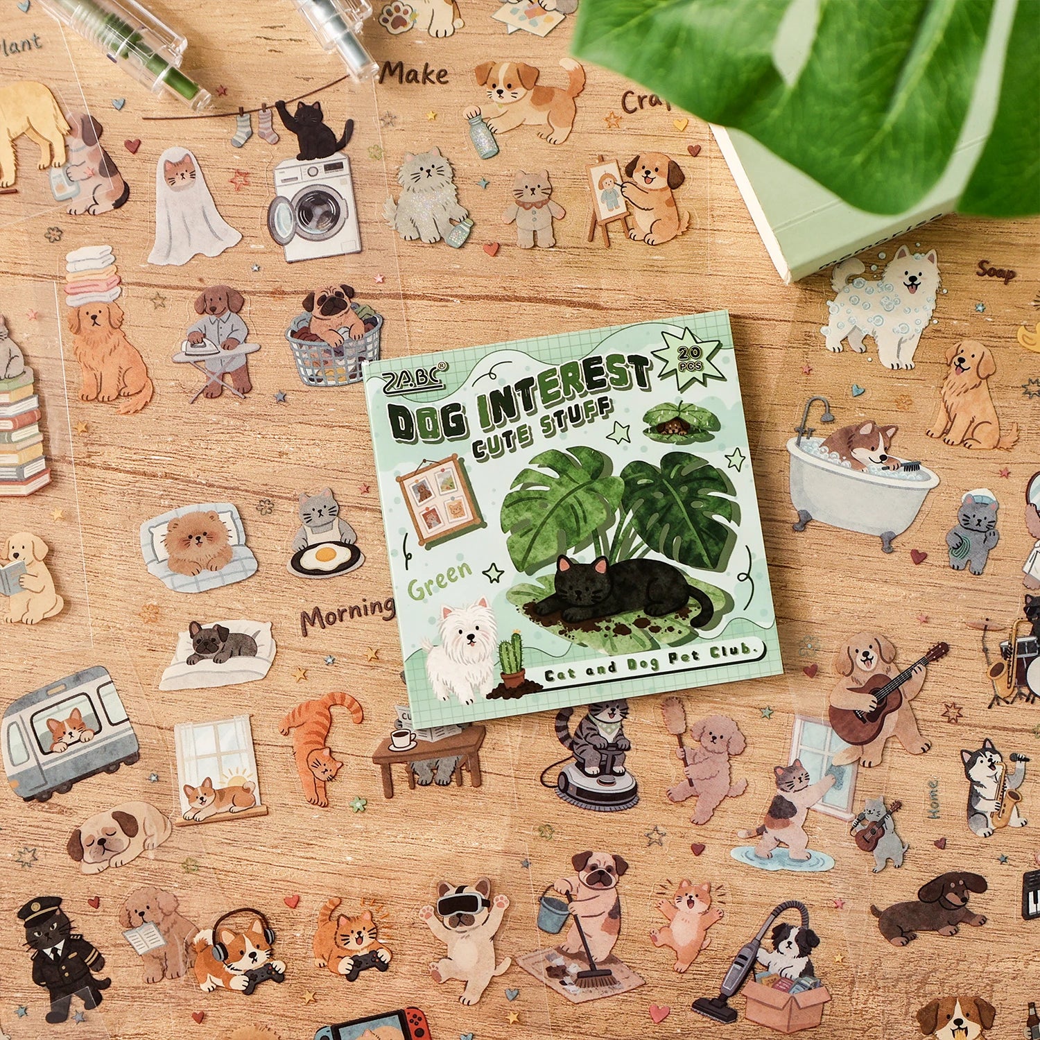 Cute Pet Themed 20/80 Sheets Die Cut Stickers Book Retro Cartoon Handmade Decoration Scrapbooking Phone Case Material Qme