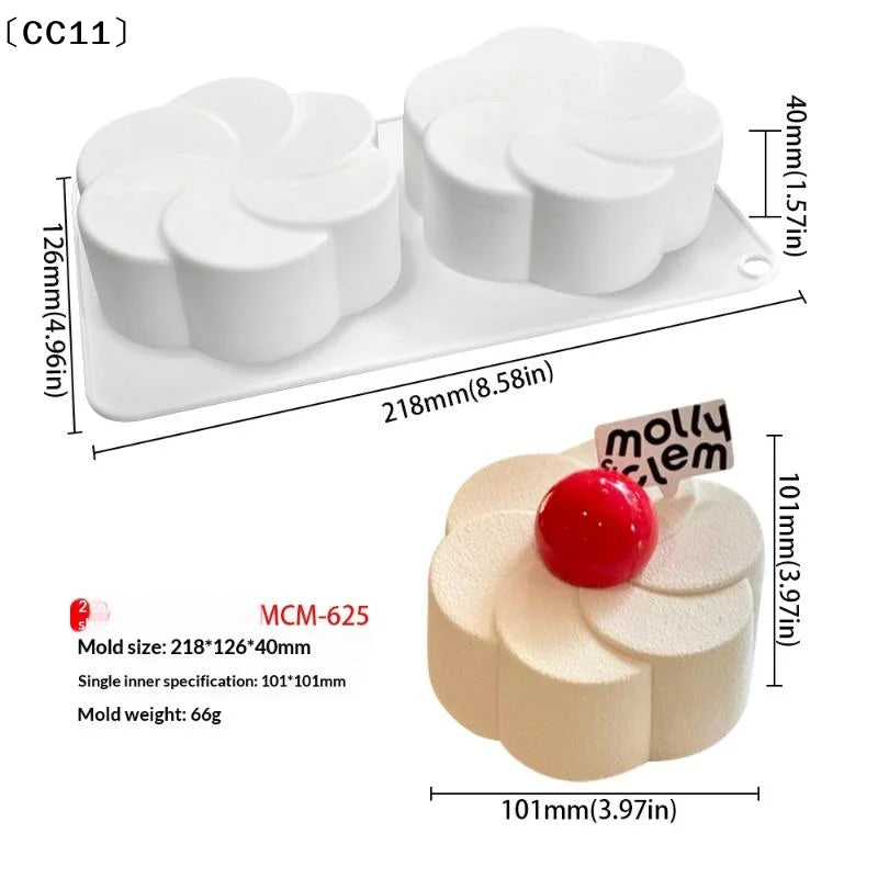 Fan-shaped Flower Silicone Molds Pudding Chocolate Mousse Mould Qme