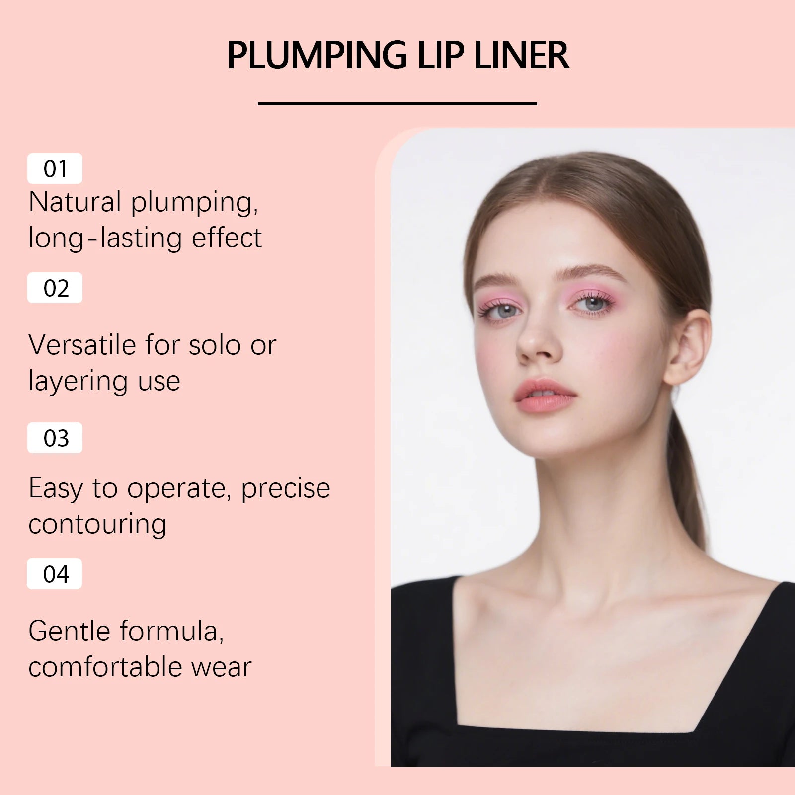 Waterproof Matte Lip Liner Long Lasting Smudge Proof Matte Finish Natural Plumping Lip Pencil for Daily Makeup & Lip Contour Qme