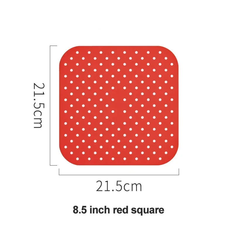 Food Grade Silicone Air Fryer Liner Non-stick Baking Mat Reusable Qme 8.5 red square