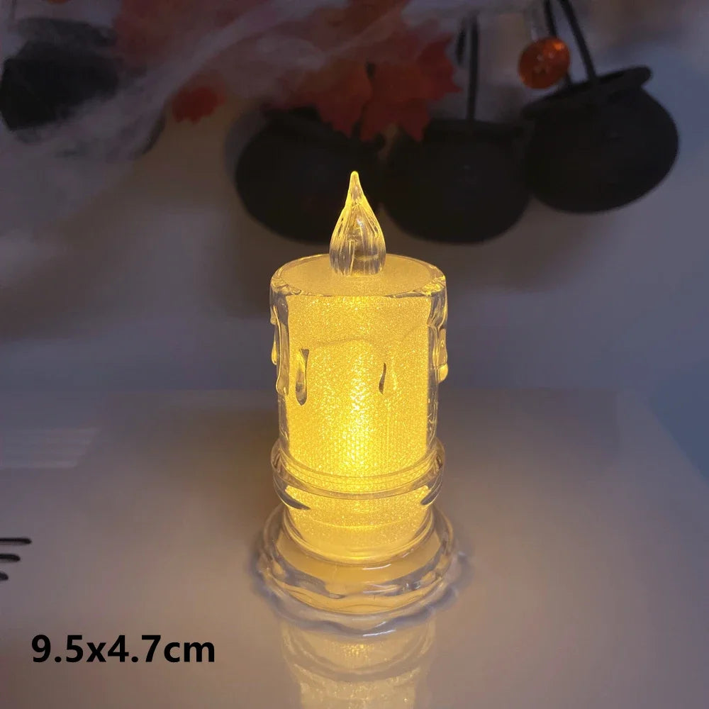 LED Crystal Candle Light Christmas Smokeless Romantic Birthday Candle Mini Transparent Electronic Candle Light Qme 9.5x4.7cm M