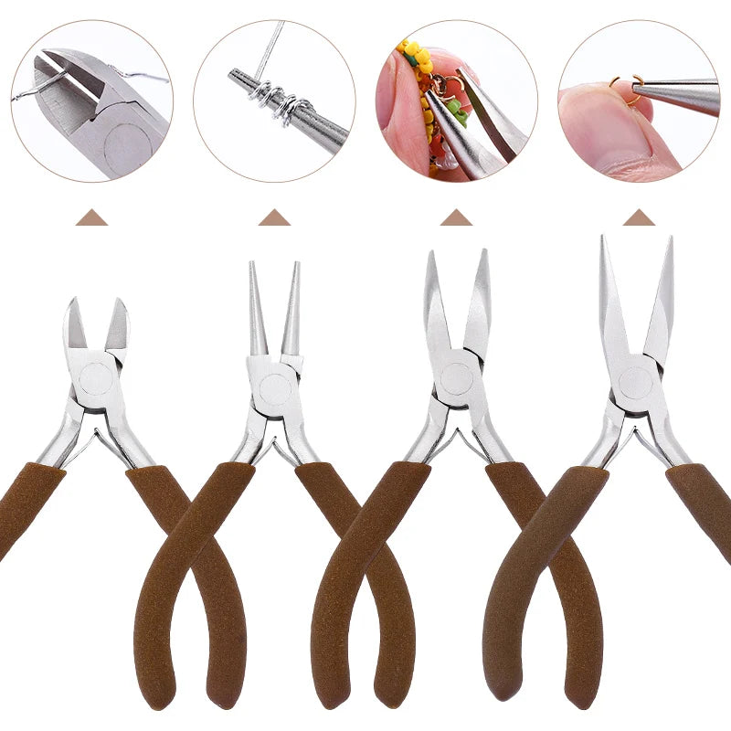 Professional Jewelry Making Tools Jewelry Pliers Needle Nose Pliers Round Wire Cutters for Supplies Wrapping DIY Crafts Beading Qme