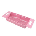 Adjustable Dish Drainer Sink Drain Basket Washing Vegetable Fruit Plastic Drying Rack Kitchen Accessories Storage Organizer Tool Qme Pink