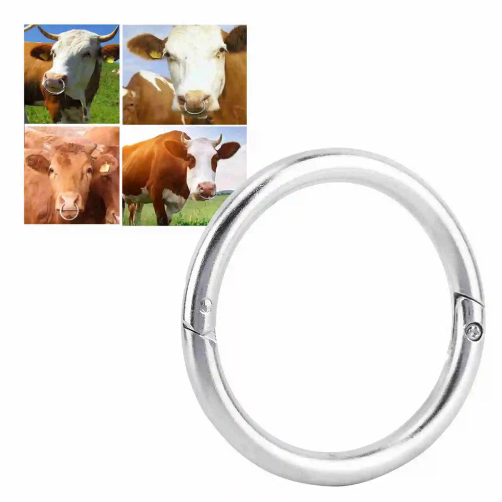 Stainless Steel Bull Cattle Nose Ring Durable Livestock Nose Loop Husbandry Tool for Farm Cattle Breeding Qme