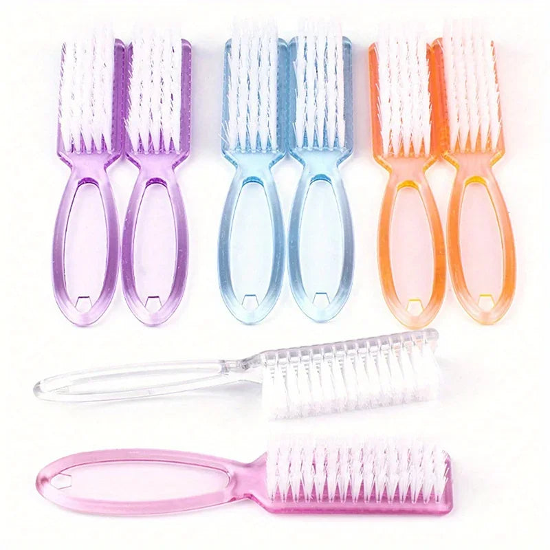 2PCS Nail Art Brush Long Handle Brush Square Head Multifunctional Nail Dust Manicure Dust Cleaning Brush Qme