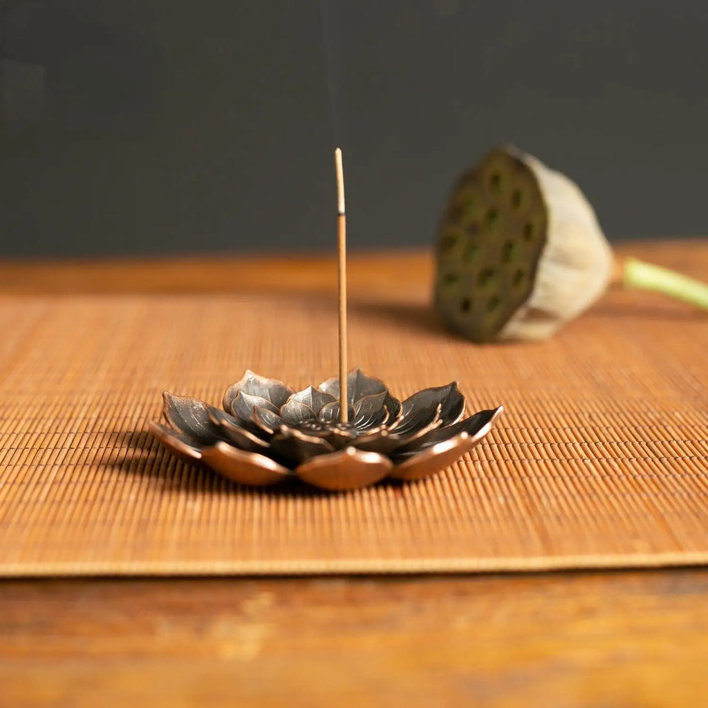 1PC Alloy Incense Burner Stick Holder Plate Buddhism Lotus Censer Bronze Nasturtium Incense Burner Qme