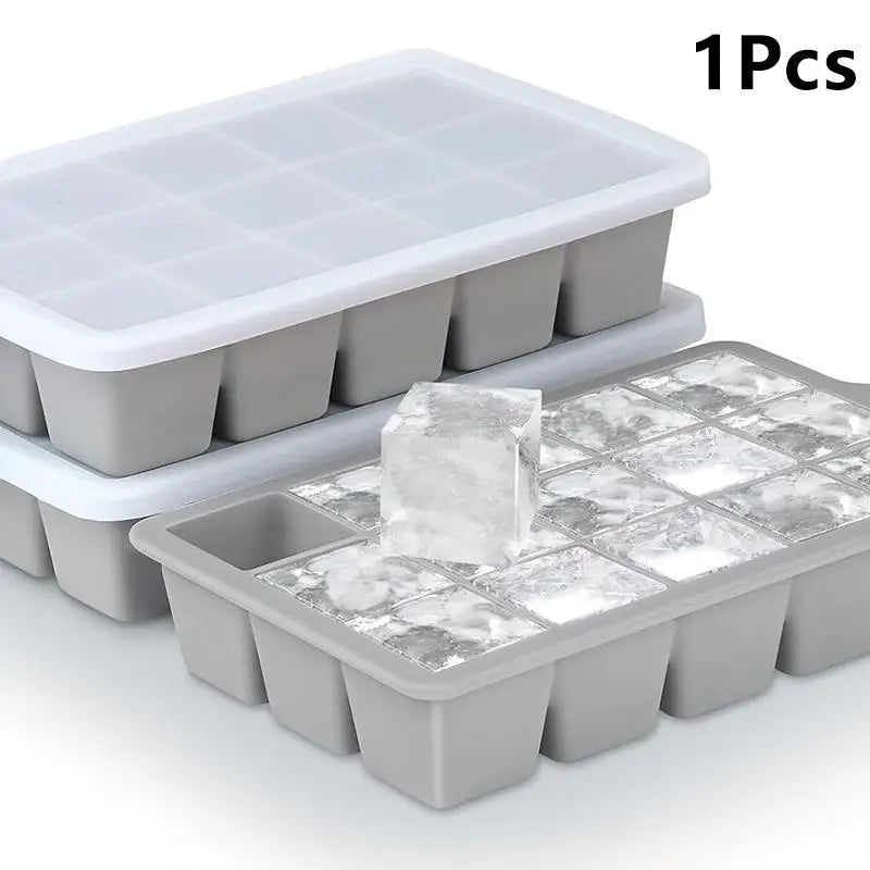 15Grid Food-grade Silicone Large Tray Mold Stackable Extra-large Lce Qme Gray