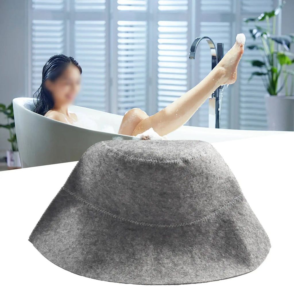 1pc Felt Sauna Hat Anti Heat Thicken Wool Felt Shower Cap Hair Turban For Bath House Head Protection Bathroom Accessories Gray Qme
