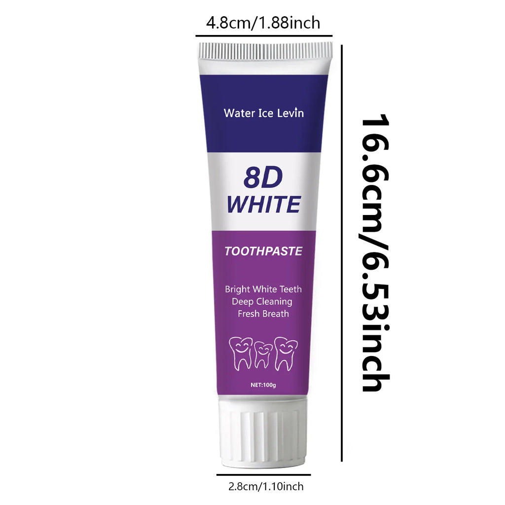 Purple Teeth Whitening Toothpaste - Alcohol-Free, Sulfate-Free, Rich in Apatite, Deep Cleaning and Mineral Regeneration Qme