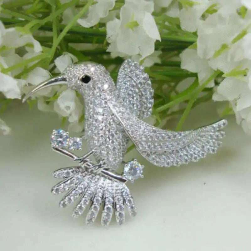 Exquisite Shiny Rhinestone Hummingbird Brooches For Women Clothing Coat Jewelry Accessries Gift Qme