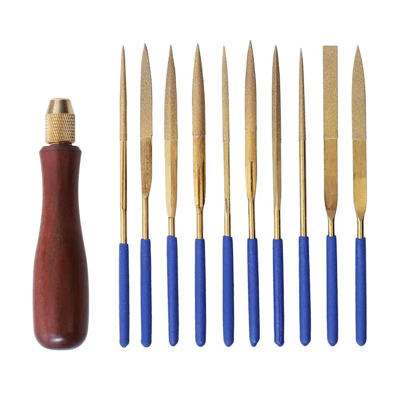 Small Files Accessories DIY Metal Jade Polishing Wood File Handle Qme