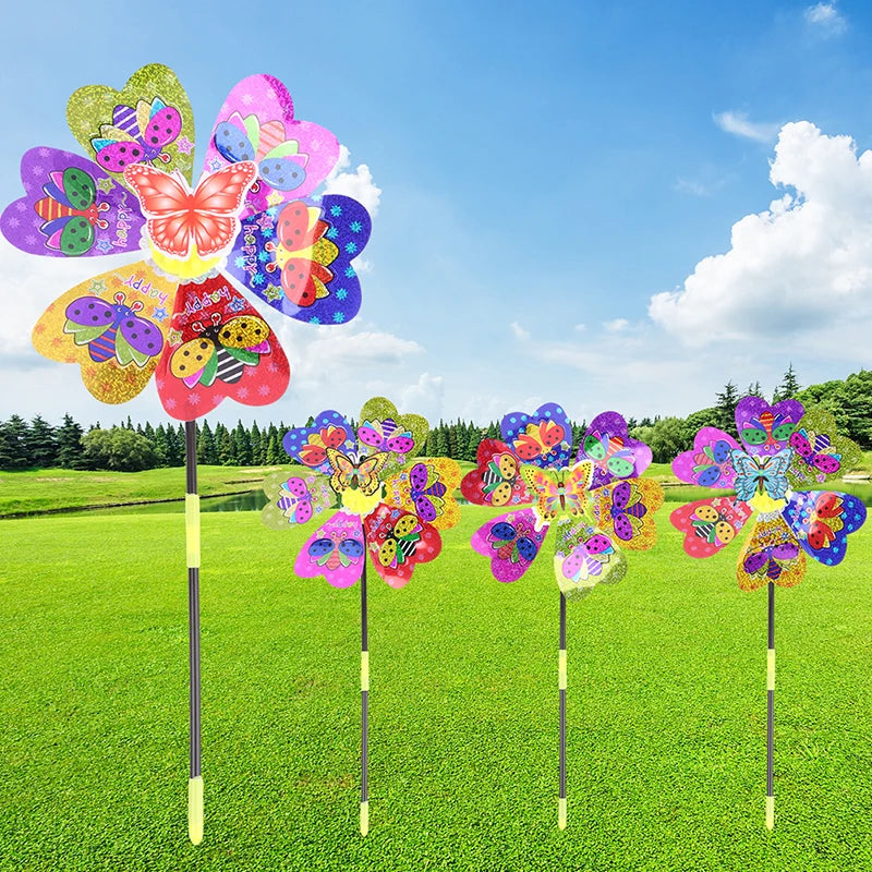 Colorful Sequin Windmill Cartoon Animal 3D Pinwheel Home Garden Qme one size