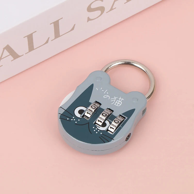 Cute Cat Code Number Lock Anti-theft Strength Accurate Mini Luggage Qme A2 Blue