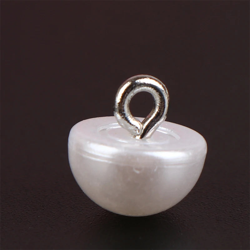 10Pcs 10mm/12mm Mushroom Faux Plastic Shirt Semicircle Pearl Buttons Shank Button For Clothing Decorative Mini Sewing DIY Qme