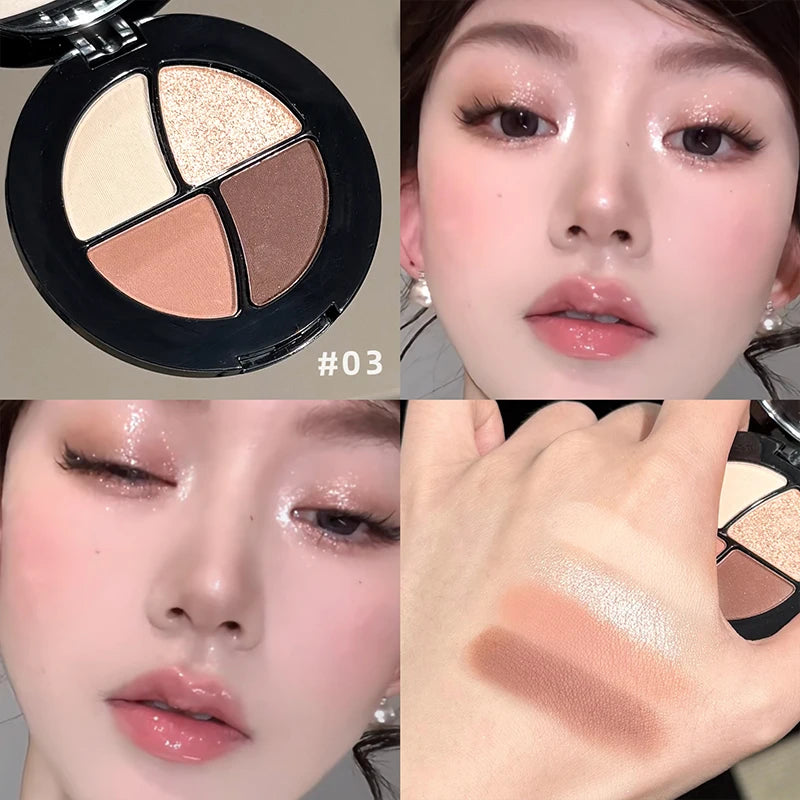 ART VALUE 4 Colors In 1 Eyeshadow Palette Glitter Pearlescent Matte Eye Shadow Shimmer Makeup Highlighter Contouring Eyeshadow Qme 03