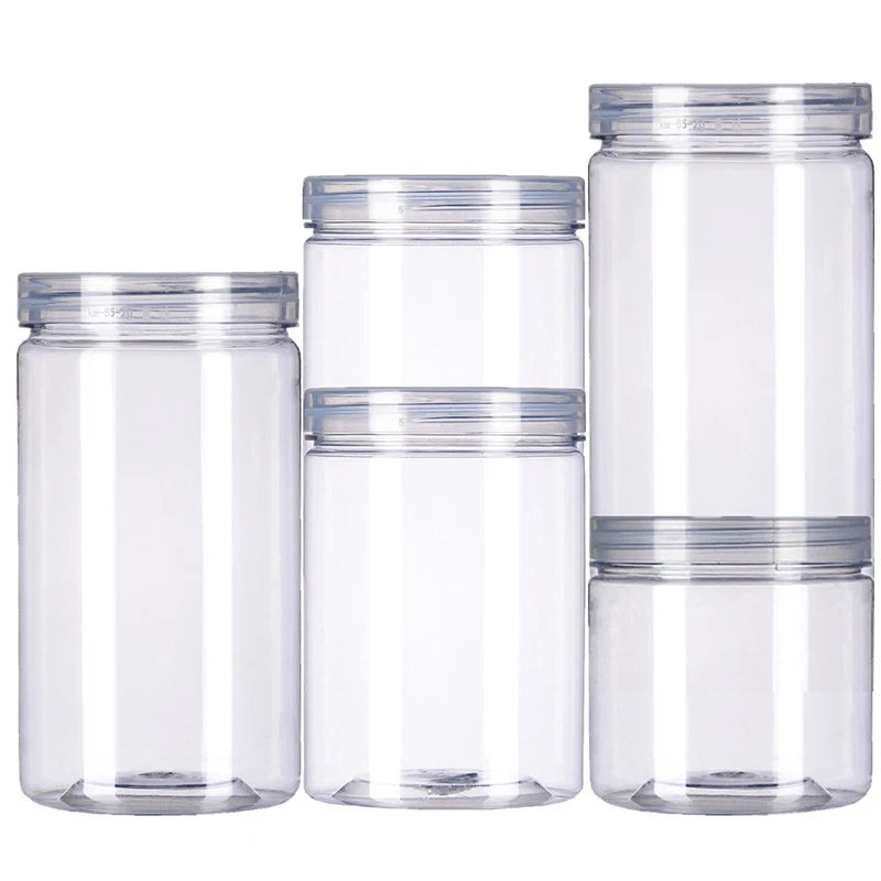 Clear Sealed Tank Jar Lid Circular Storage Bucket Cans Nut Qme