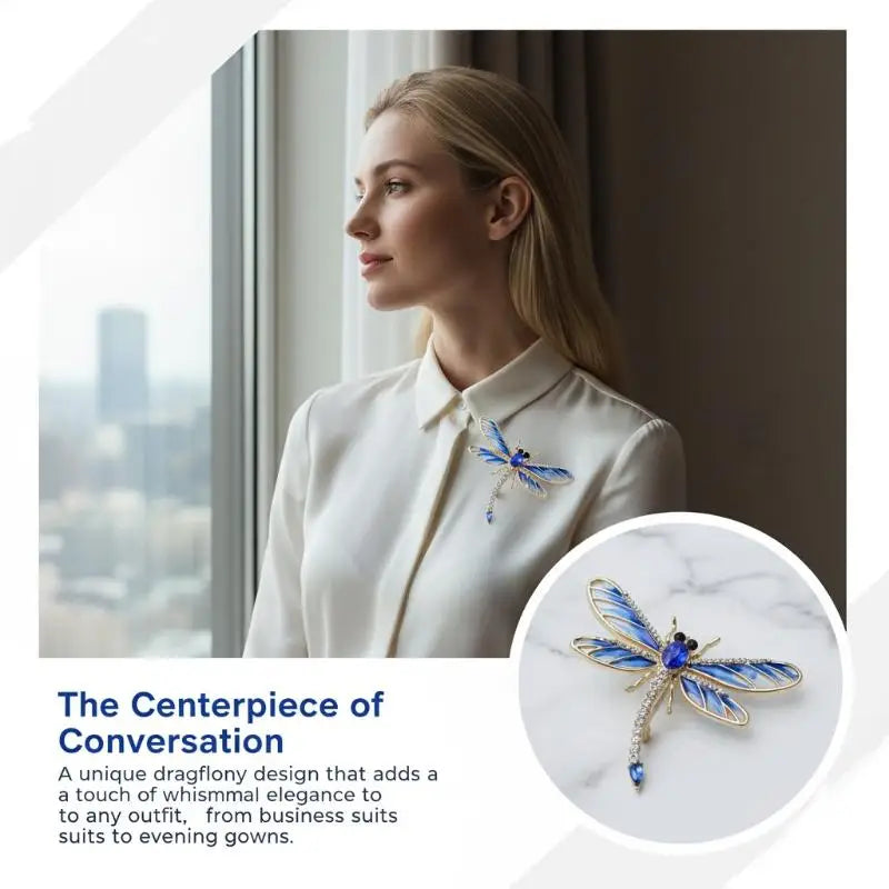 Fashion Alloy Enamel Dragonfly Brooch High-end Versatile Rhinestone Animal Brooch Women's Clothing Corsage Jewelry Accessory Qme
