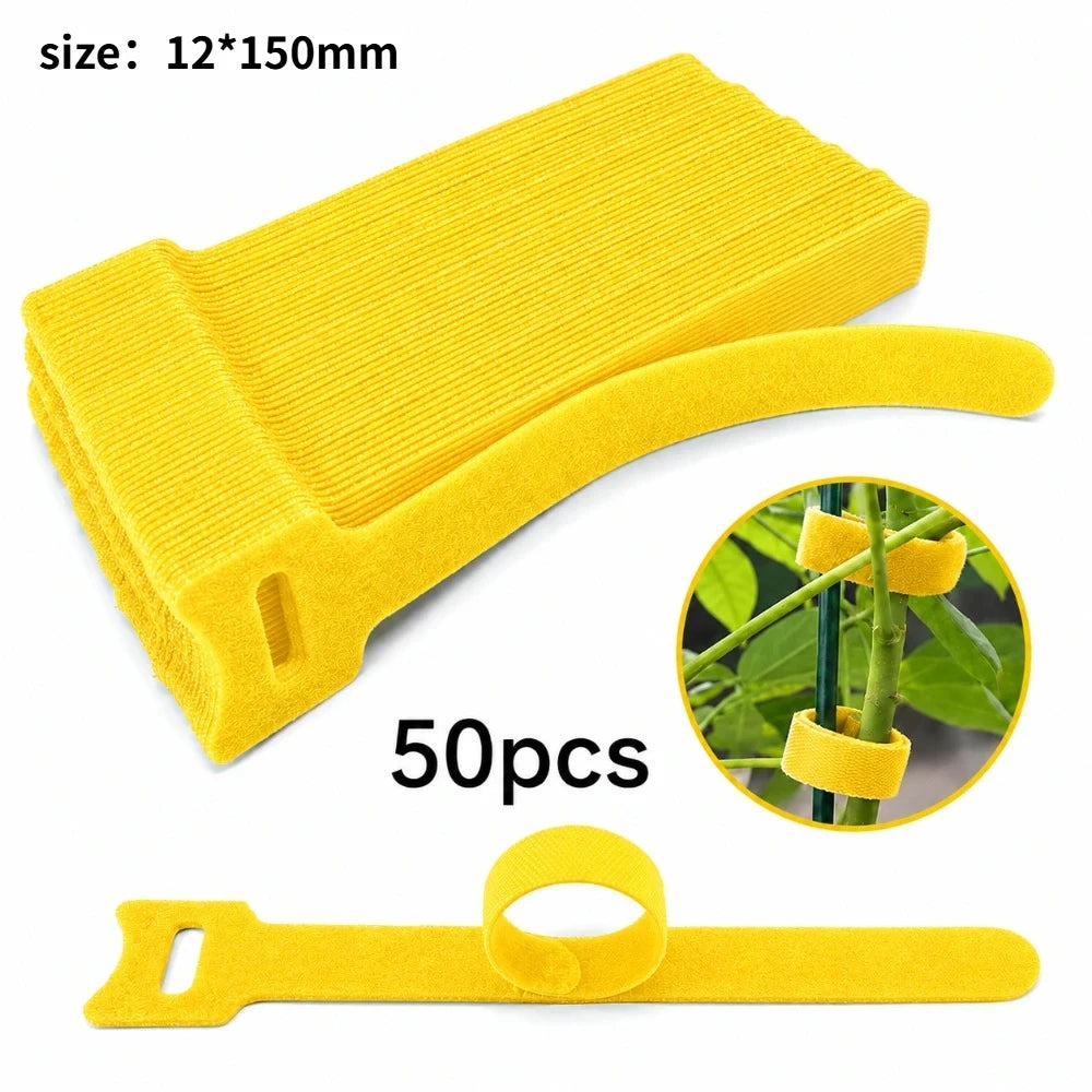 50/100Pcs Adjustable Hook Loop Plant Ties Anti Slip Reusable Soft Straps For Garden Flower Vine Fixed Binding Arrangement Qme yellow 50pcs