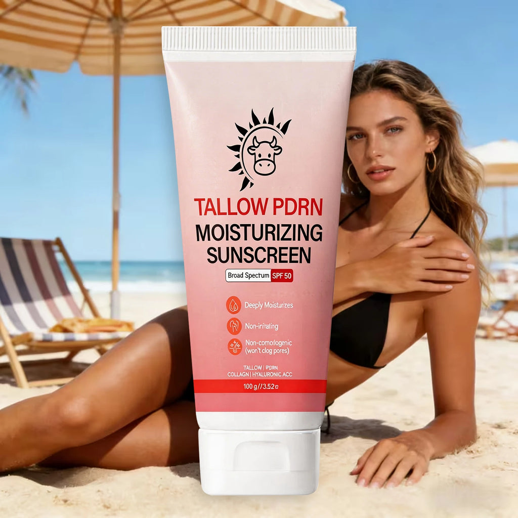 Broad Spectrum SPF 50 Sunscreen - Tallow PDRN Infused, Non-Irritating, Moisturizing with Collagen for Sensitive Skin Qme