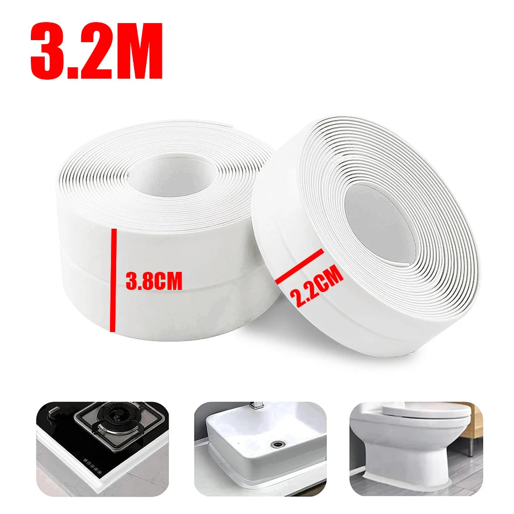3.2M Bath Caulk Tape Self Adhesive Waterproof Toilet Sealing Strip Tape PVC Oil-Proof Kitchen Sink Edge Corner Wall Sticker Qme