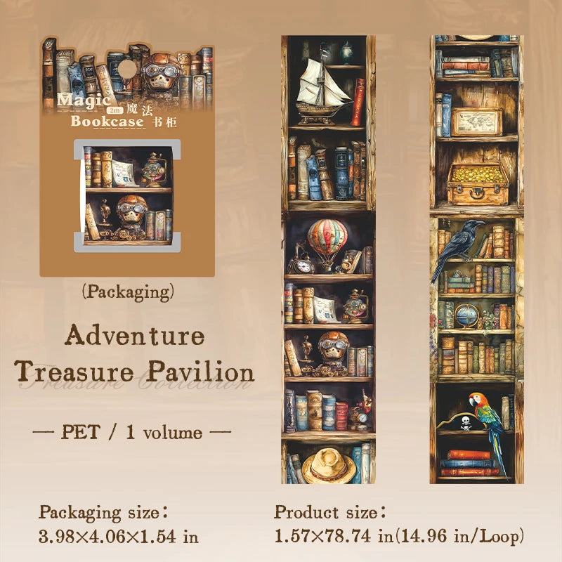 2m/Roll Magic Bookcase PET Tapes Scrapbook Handbook Tape Material Background Decorative Collage Adhesives Aesthetic Stationery Qme D 40mm X 2m