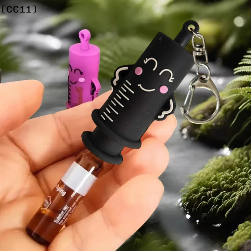 Syringe-shaped Ampoule Bottle Opener Keychain Rubber Cutter Aid Qme