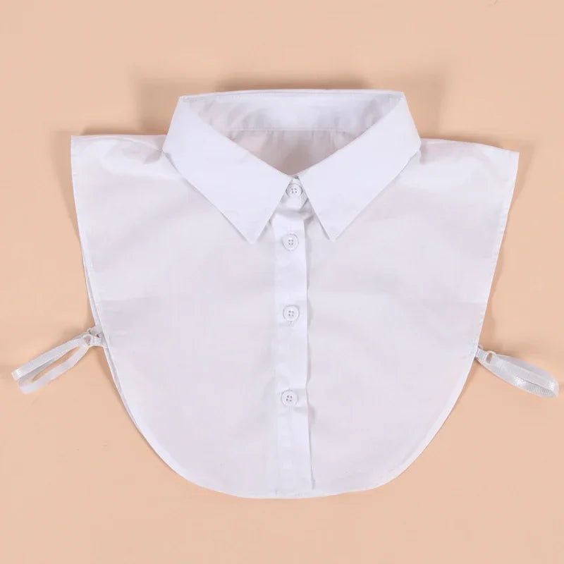 Detachable Cotton Lapel Shirt Fake Collar Solid False Blouse Neckwear Qme E China Mainland