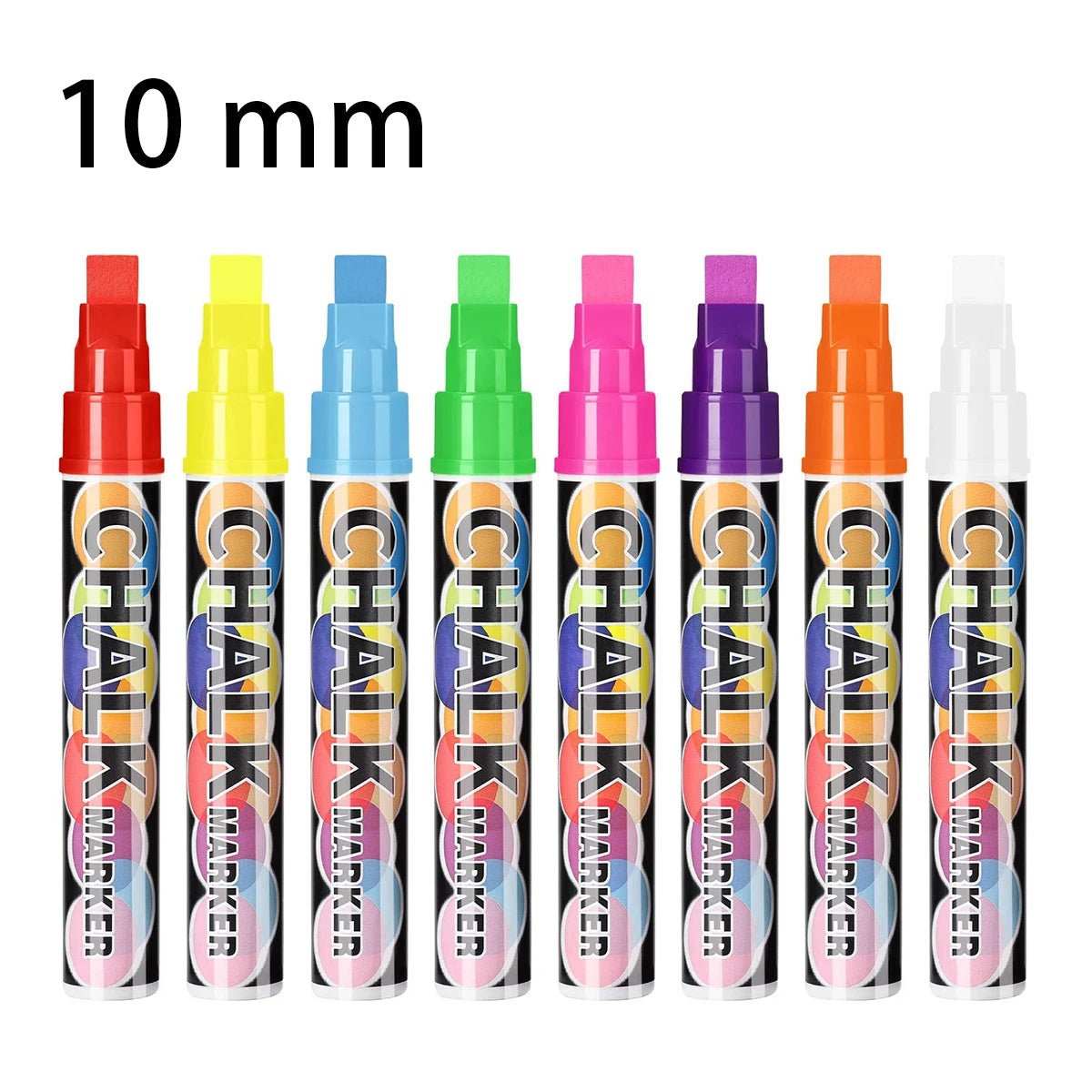 Liquid Erasable Chalk Markers Pens 8 Colors 10mm/15mm Washable & Wet Erase Neon Art Makers for Blackboard Chalkboard Signs Pen Qme 10 mm