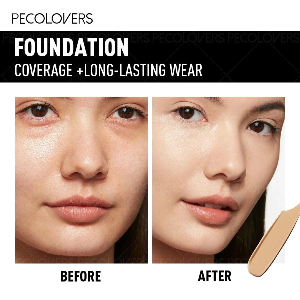24H Oil-control Full Coverage Face Foundation Strong Concealer Light Qme