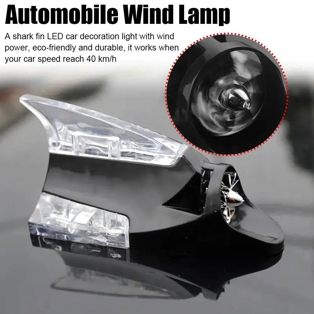 NEW Car decoration antenna shark fin wind light roof modification decorative light wiring free solar warning light Accessories Qme