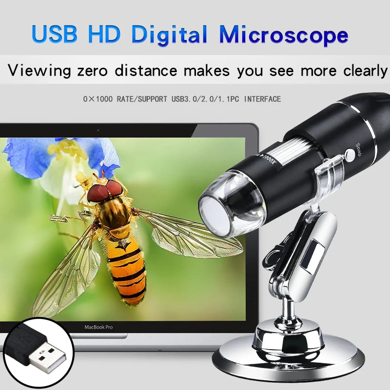1600X 1000X USB Microscope Handheld Portable Digital Interface Qme
