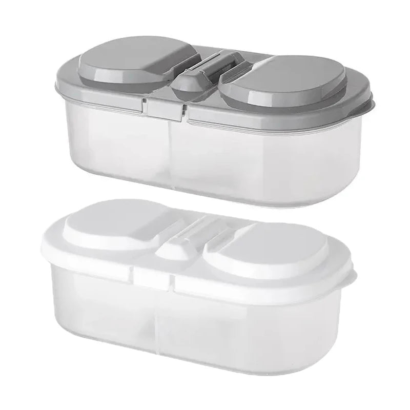 Double-compartment Airtight Food Storage Container Lid Plastic Flip Qme 2Pcs Mixed