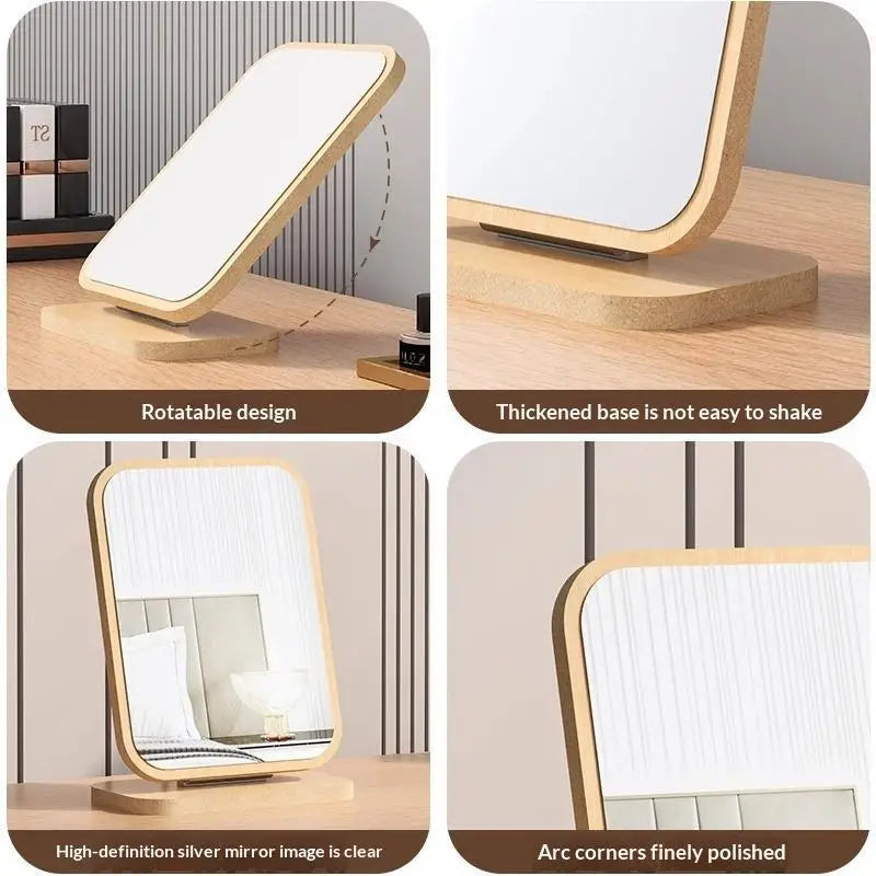 Desktop Standing Up Makeup Mirror Double Sided HD Surface Multi Angle Qme