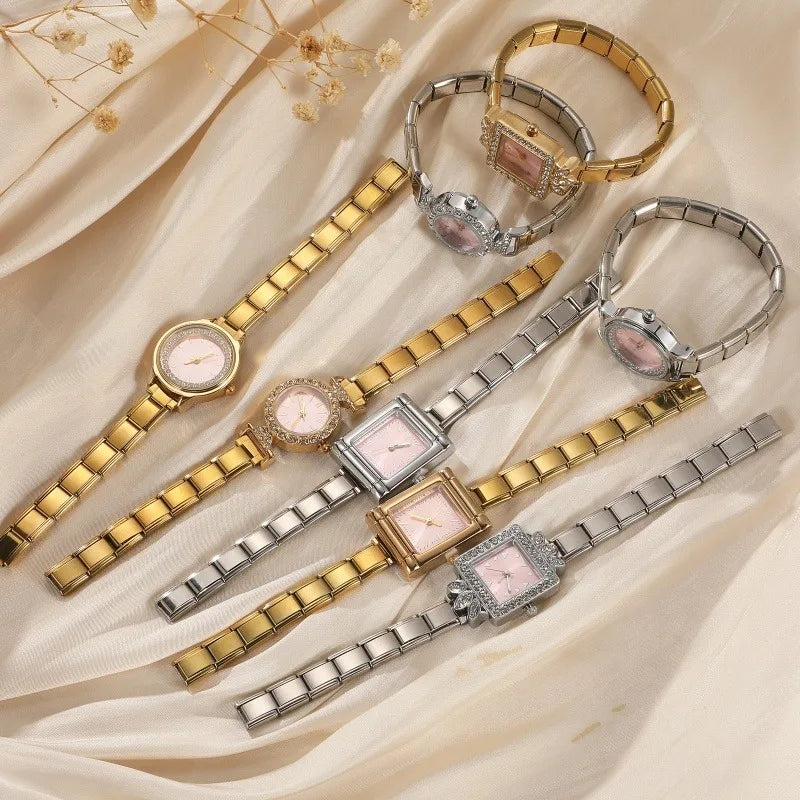 Bulk Wholesale Fashion Watch Women's Men DIY 9MM Width Italian Elastic Charm Stainless Watch Header Linker Bracelet Jewelry Gift Qme