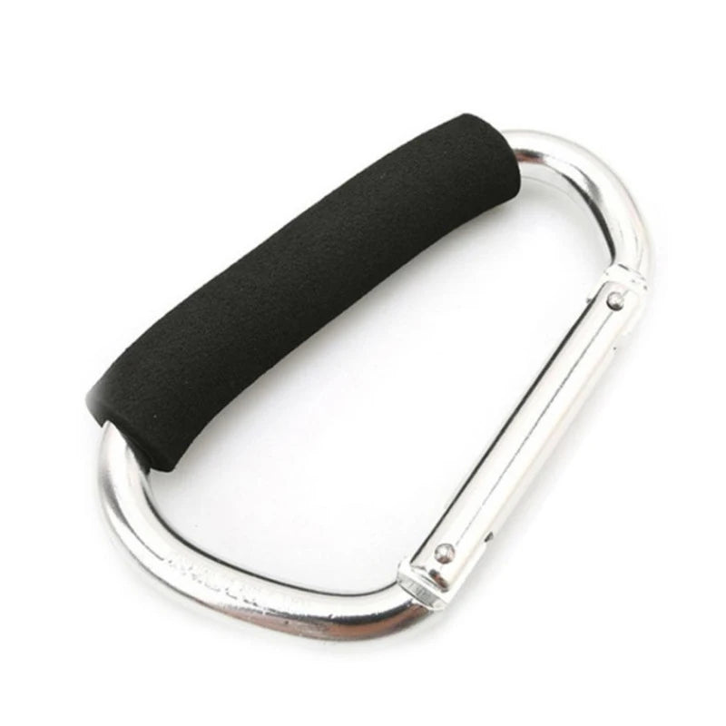 1PCS 13.5X7.1cm Baby Cart Hook Aluminum Alloy Outdoor Climbing Buckle Hook Multifunction D-Shaped Cart Buckle Shopping Bag Hooks Qme Silver