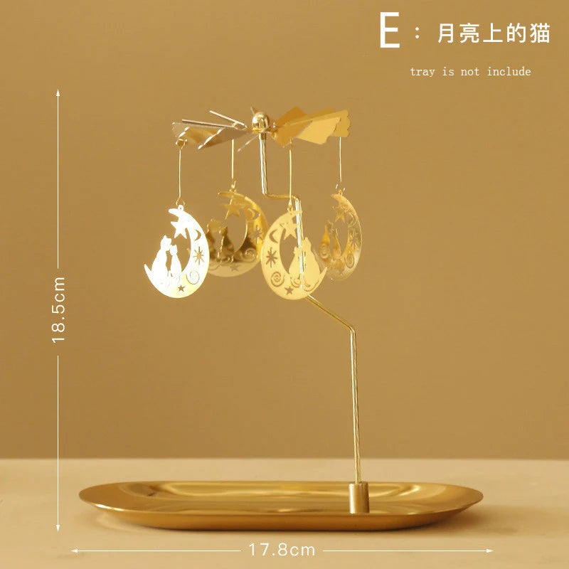 Tray Rotating Candlestick Scented Candle Romantic Walk Horse Lamp European Windmill Creative Swing Birthday Wedding Gift Qme E Excluding tray