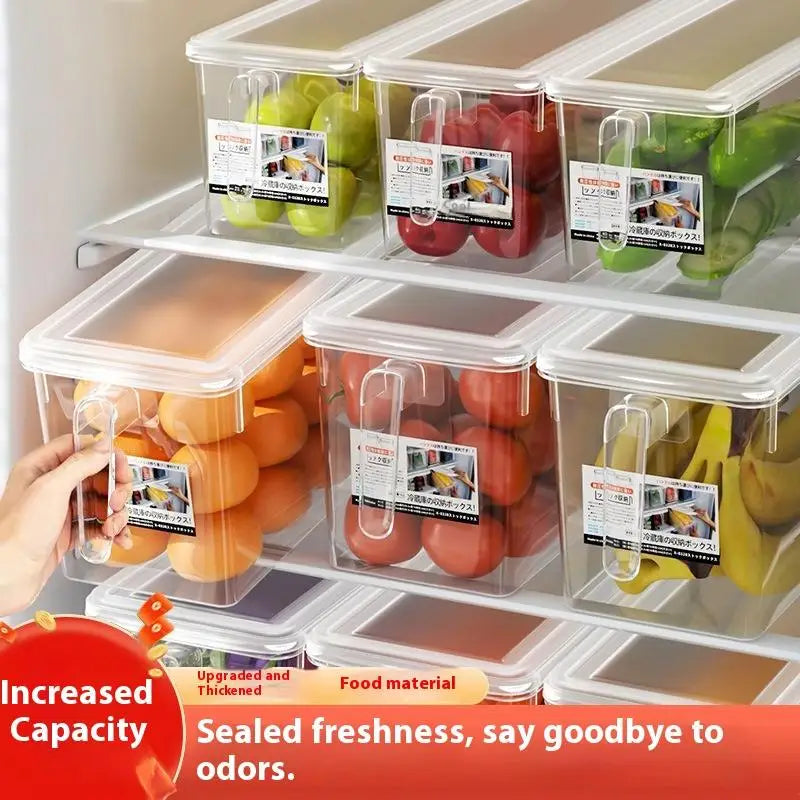Clear Plastic Fridge Storage Box Kitchen Refrigerator Organizer Qme