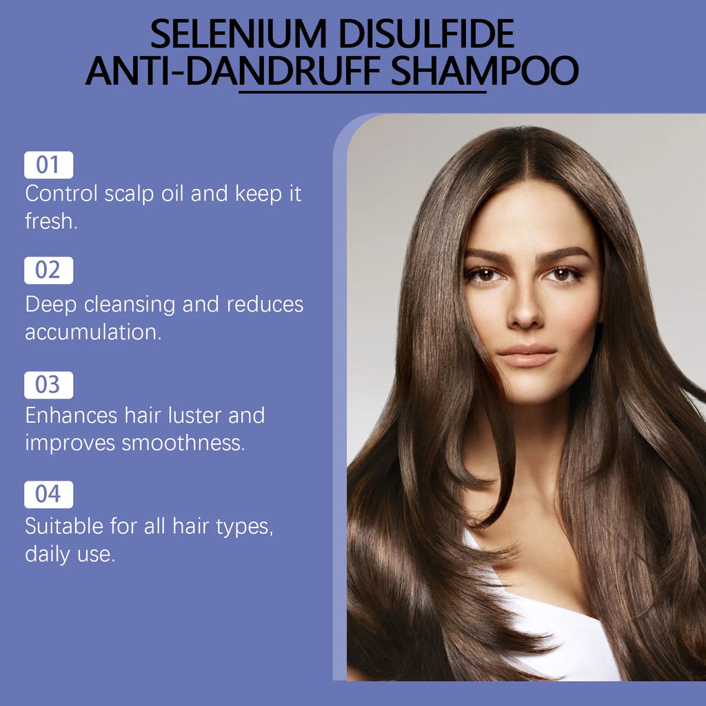 Selenium Disulfide Anti Dandruff Shampoo Deep Cleansing Scalp Itching Relief Reduce Oil Secretion Refreshing Fluffy Hair Shampoo Qme