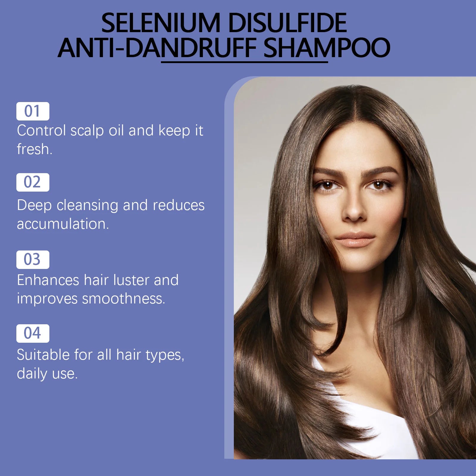 Selenium Disulfide Anti Dandruff Shampoo Deep Cleansing Scalp Itching Relief Reduce Oil Secretion Refreshing Fluffy Hair Shampoo Qme
