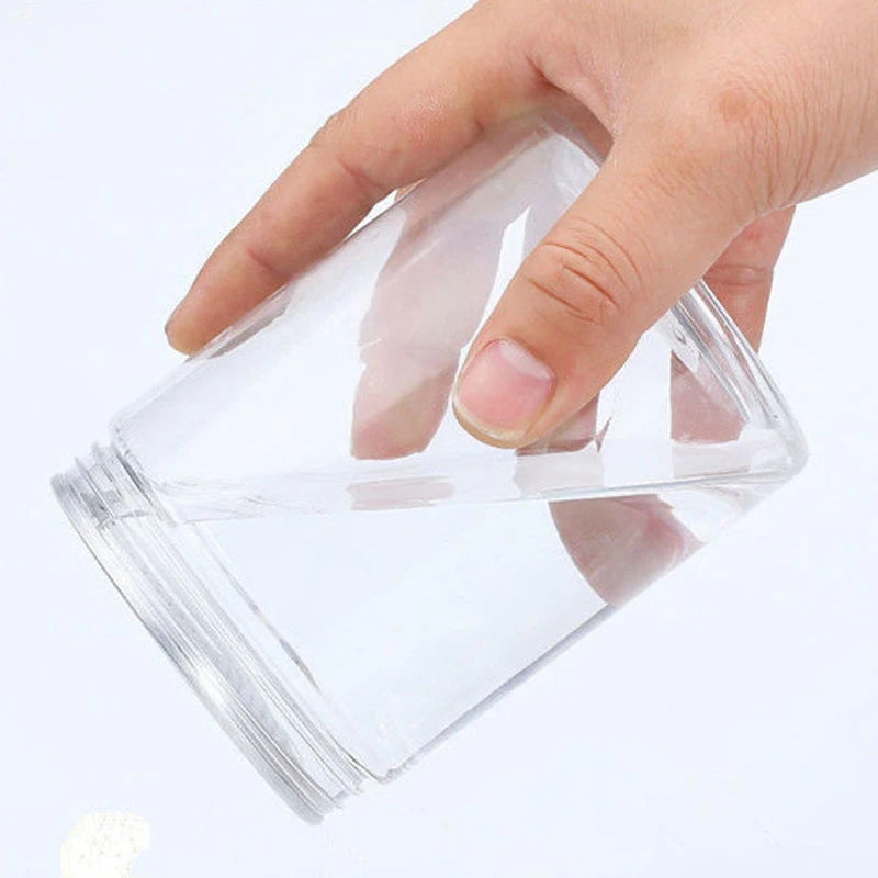 Clear Sealed Tank Jar Lid Circular Storage Bucket Cans Nut Qme