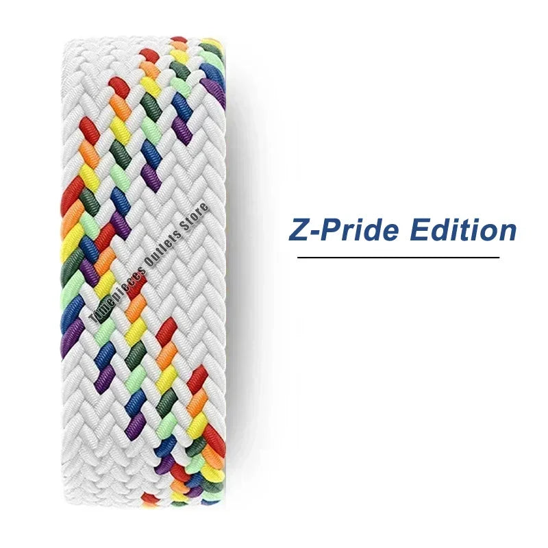 Braided Solo Strap For Apple Watch Band 45mm 49mm 44mm 42mm 41mm 40mm Nylon Correa Bracelet iWatch series 9 7 SE 6 8 5 Ultra 4 3 Qme Z-Pride-Edition 42mm 44mm 45mm 49mm L