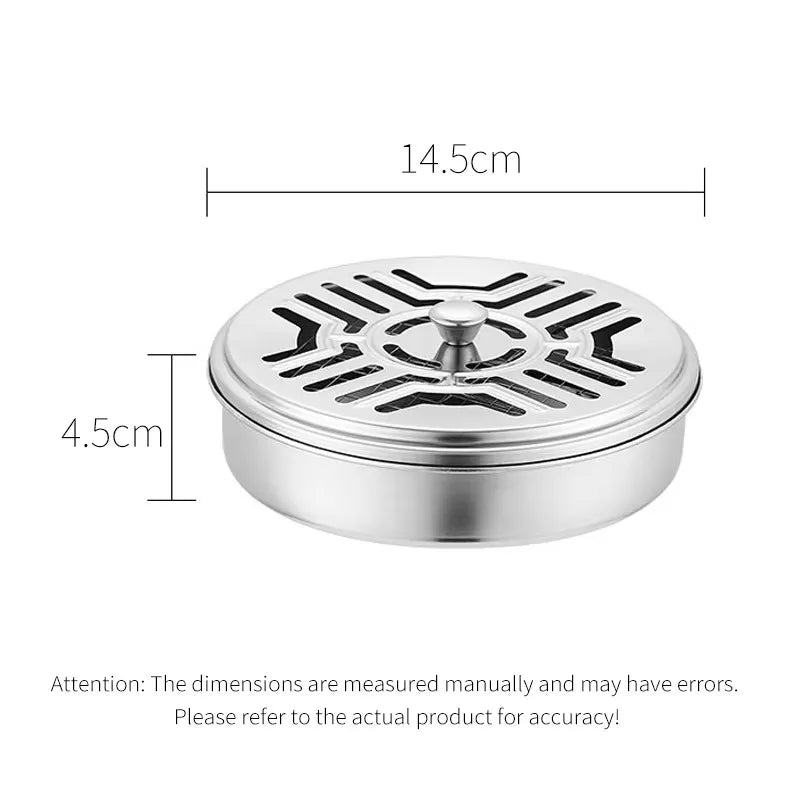 Mosquito Coils Holder Stainless Steel Mosquito Coil Box with Cover Round Mosquito Coil Tray Easy To Clean Anti-Mosquito Supplies Qme