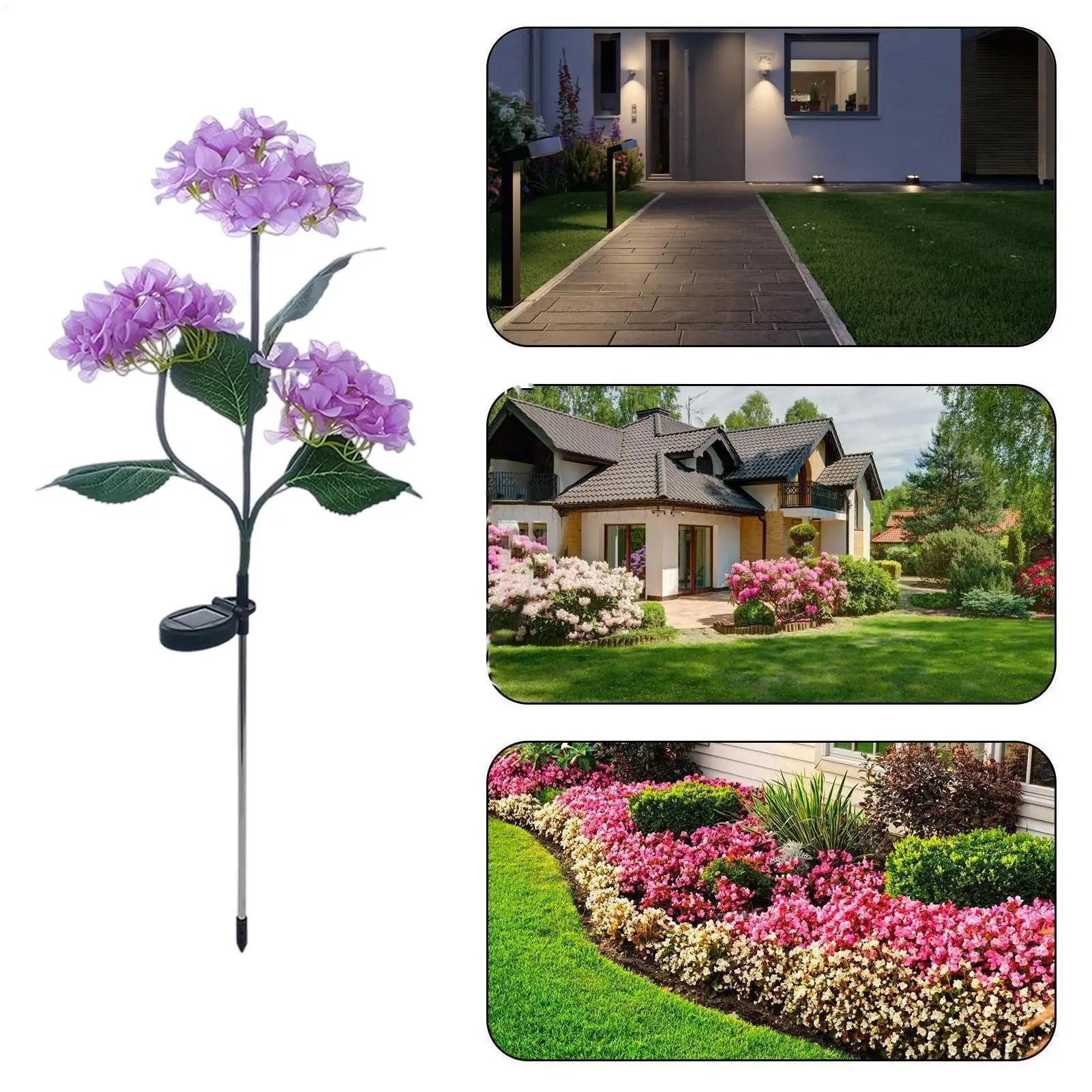 Solar Flower Lights LED Fairy Waterproof Lamp Stake Garden Yard Qme